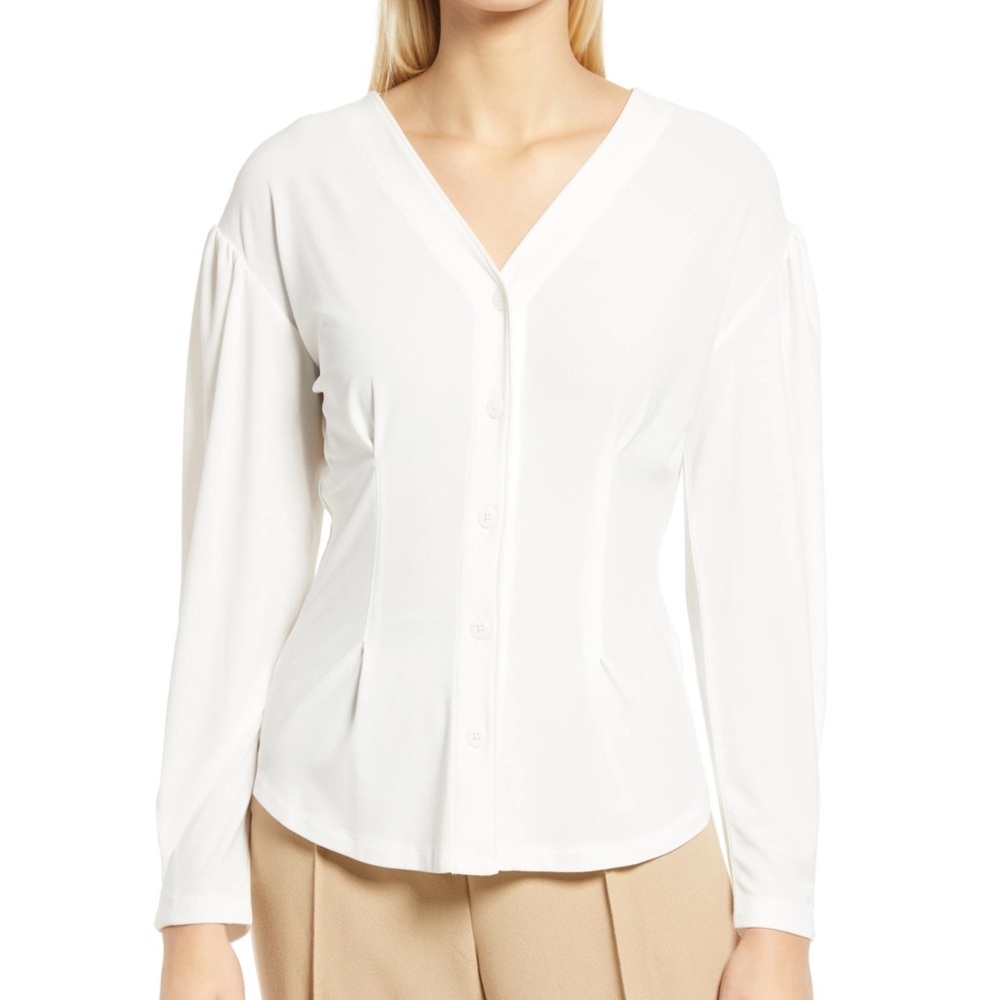 Halogen Puffed Sleeve Knit Top NWOT